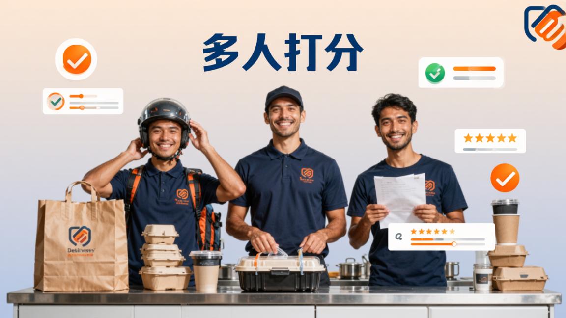 外卖店铺评分怎么提升？用【多人打分】设置多维度评价表+匿名互评实操教程