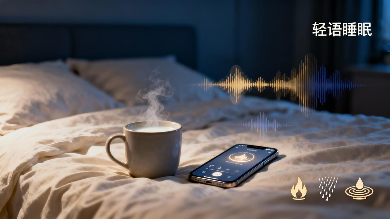 睡前喝牛奶助眠吗？科学验证+火声雨声钵音实操指南，用【轻语睡眠】改善入睡困难
