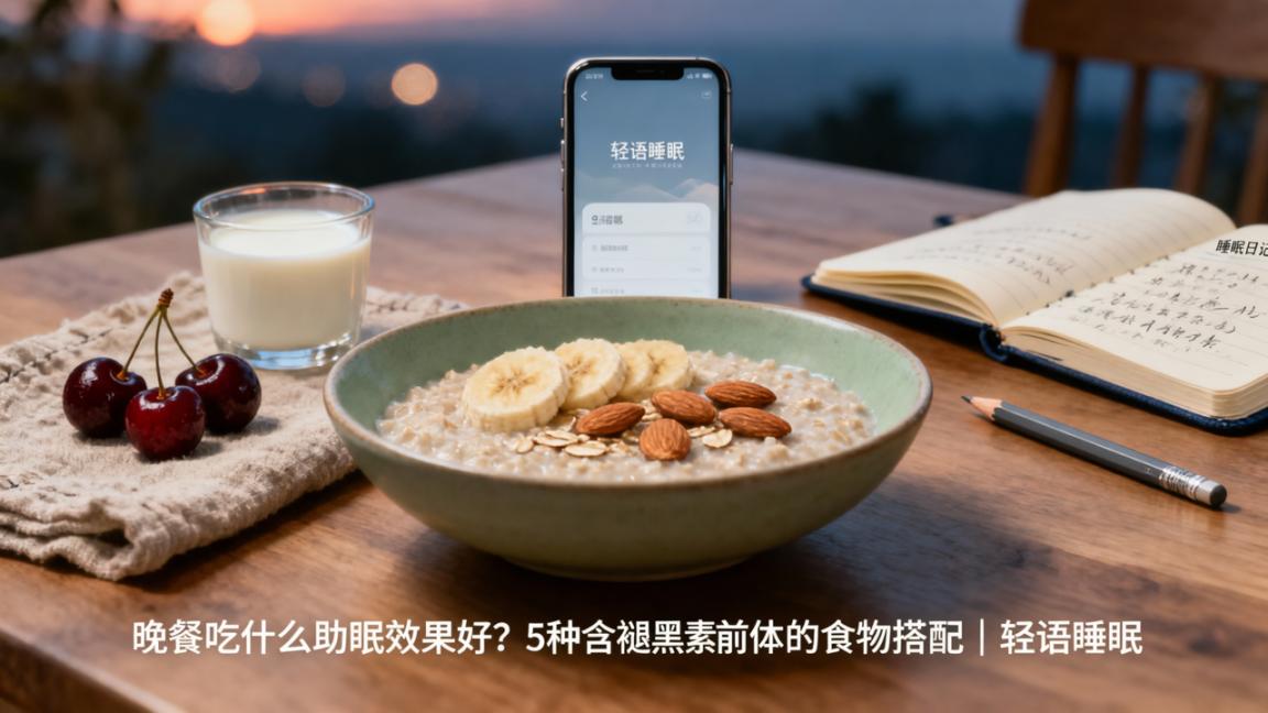 晚餐吃什么助眠效果好？5种含褪黑素前体的食物搭配【轻语睡眠】助眠音频+睡眠日记实操指南
