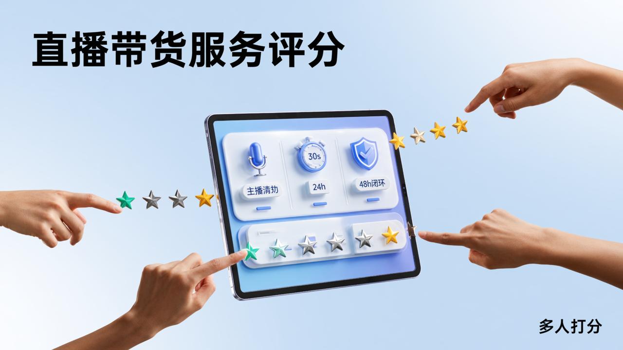 直播带货服务评分怎么做？用【多人打分】自定义指标、多人匿名打分、实时导出物流售后数据